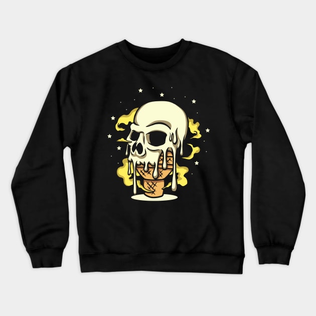 Creamy Skull on a Cone Crewneck Sweatshirt by Eskitus Fashion
